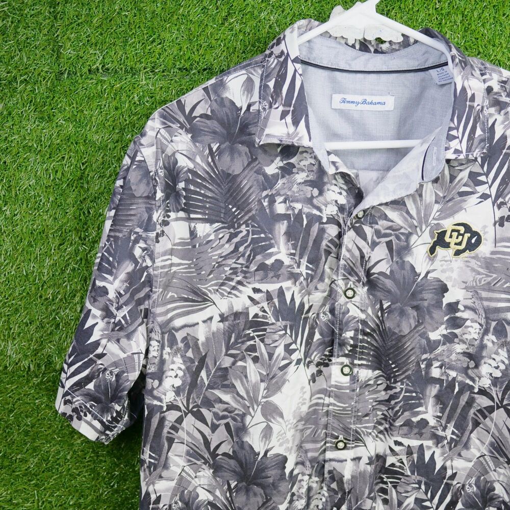 Tommy Bahama Colorado Buffaloes Tropical Camp Shirt Black White - Men's Size L